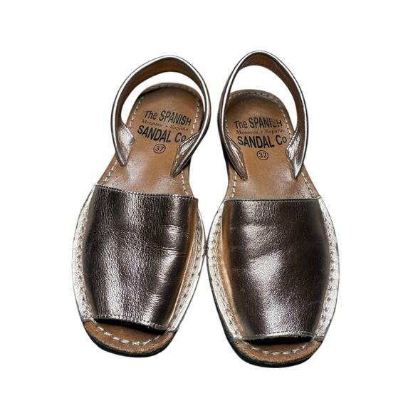 The Spanish Sandal Co Metallic Rose Gold Leather Slingback Sandals EU 37 - Picture 1 of 4